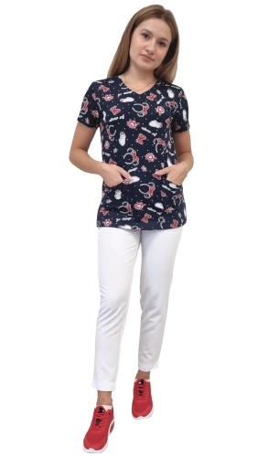 Komplet medyczny damski w kolorowe wzory