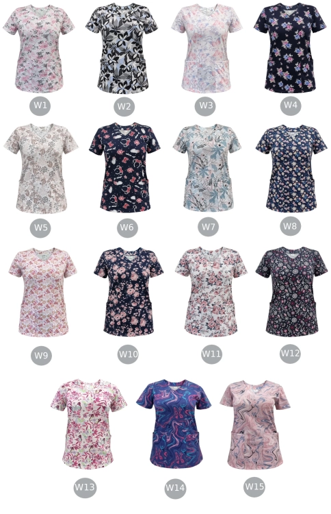 Medyczna bluza we wzorek z wysokiej jakości bawełny