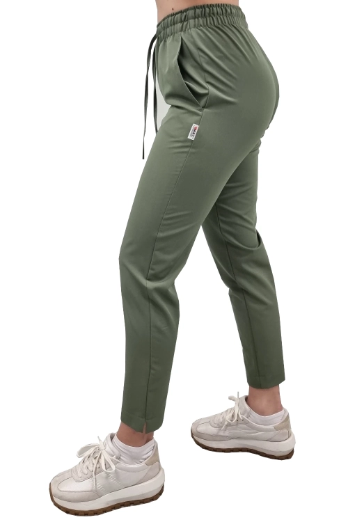 Oliwkowe spodnie medyczne damskie BASIC PREMIUM