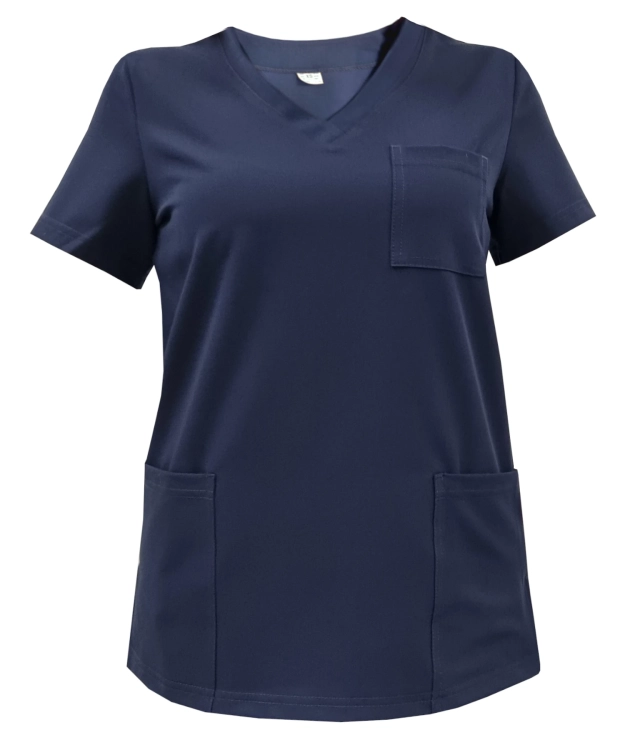 Ciemny granatowy komplet medyczny damski – scrubs CASUAL PREMIUM