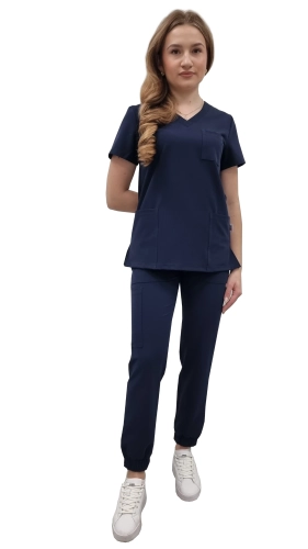 Komplet medyczny damski ciemny granat – scrubs CASUAL PREMIUM
