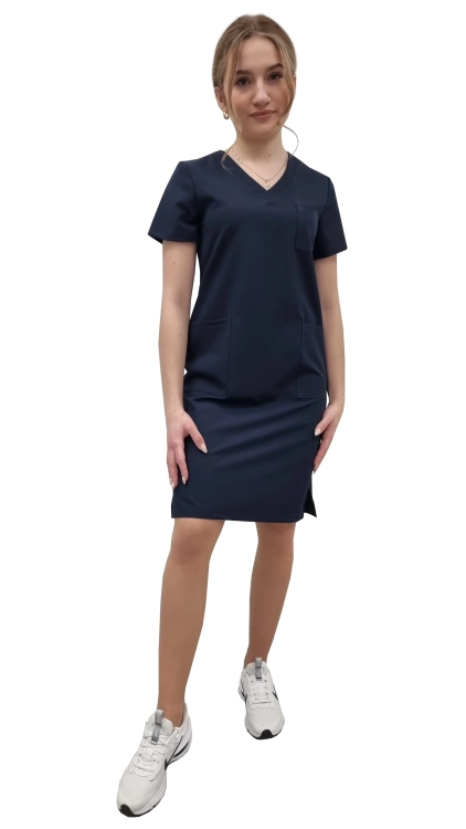 Sukienka medyczna ciemny granat casual premium