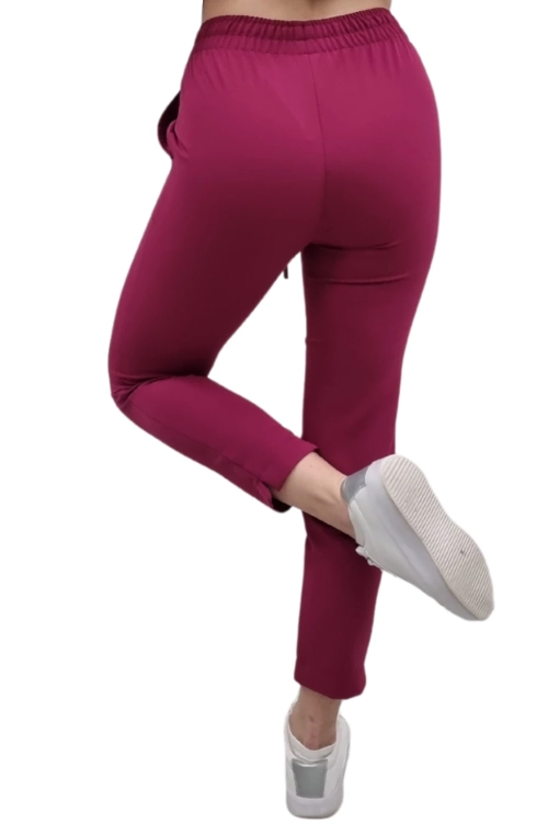 Wiśniowe spodnie medyczne damskie BASIC PREMIUM