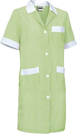 Krótki rękaw zielono biały fartuch roboczy damski