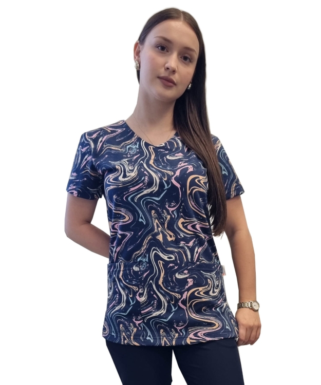 Wzór W16 bluzy medycznej z elastycznej bawełny