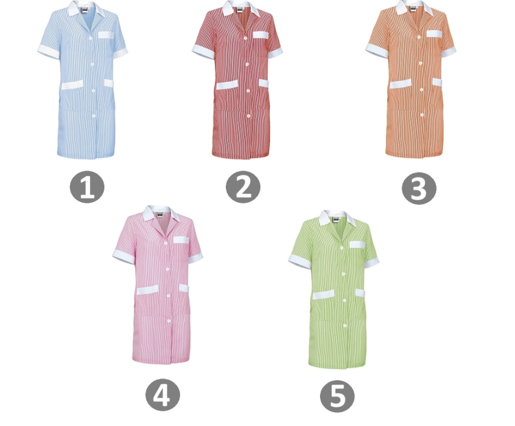 Fartuch roboczy damski krótki rękaw pomarańczowo biały