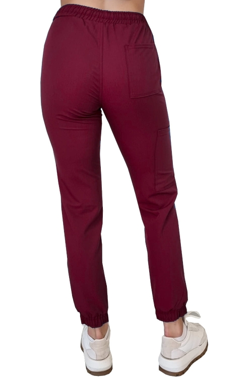 Bordowe joggery medyczne Casual Premium