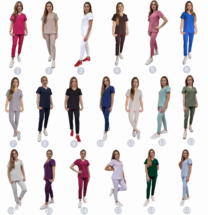 Komplet medyczny damski BASIC PREMIUM – kolor brudny róż