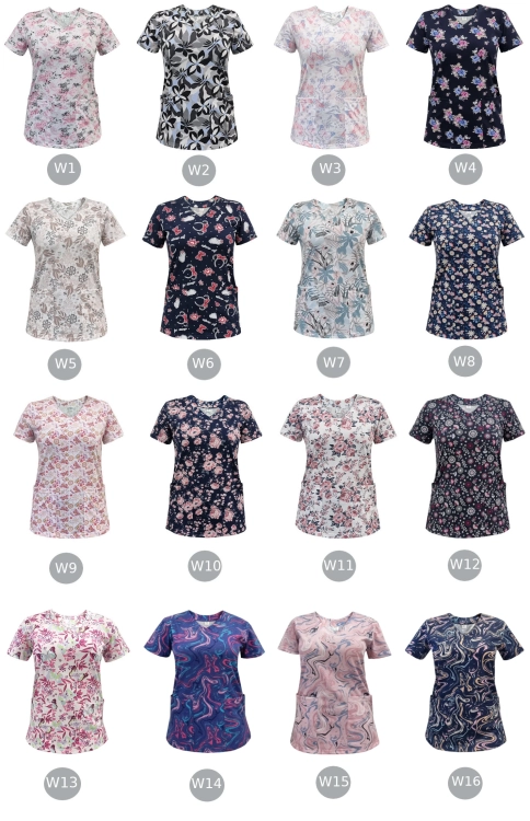 Bluza we wzorek W18 z 100% elastycznej bawełny medycznej