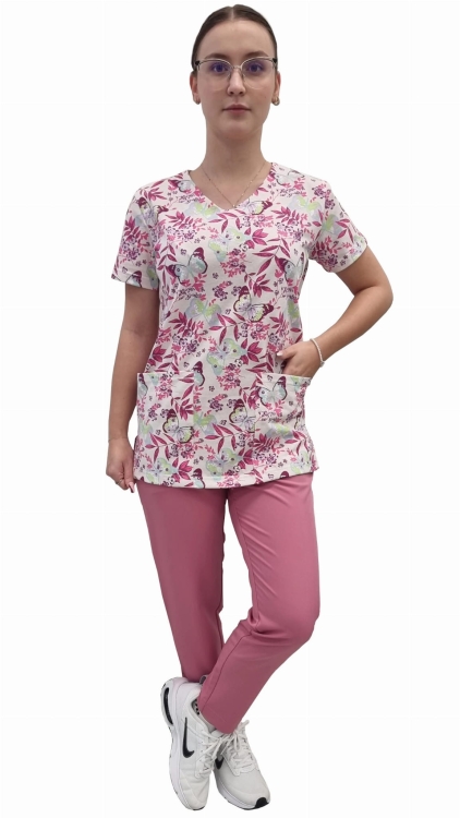 Komplet medyczny damski w kolorowe wzory