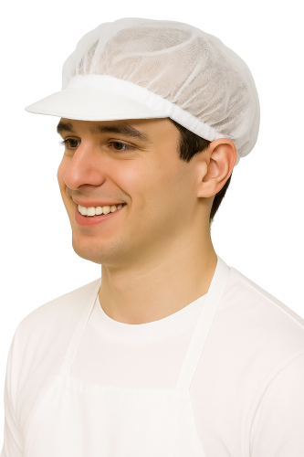 Cappello in tulle con visiera rigida bianco