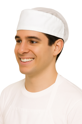 Cappello in tulle con materiale elastico bianco