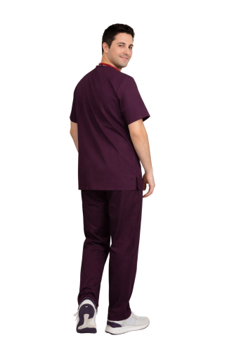 Męski komplet medyczny CLINIC w kolorze śliwkowym