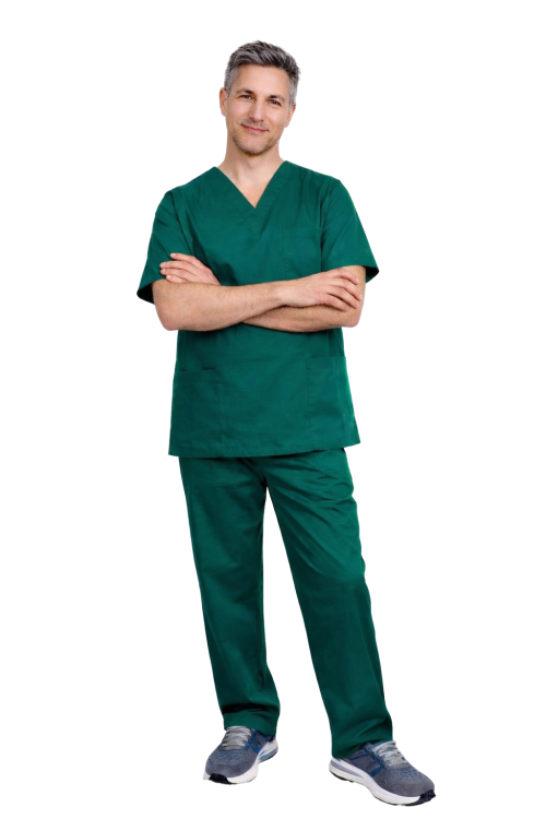 Completo medico maschile CLINIC in colore mare.