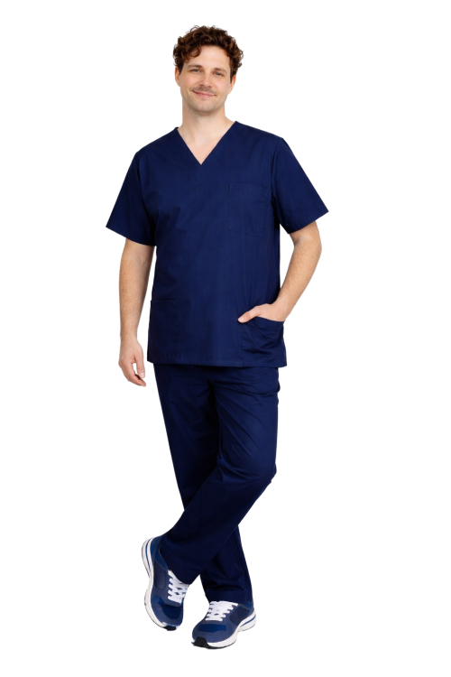 Pantaloni medici da uomo in colore blu navy