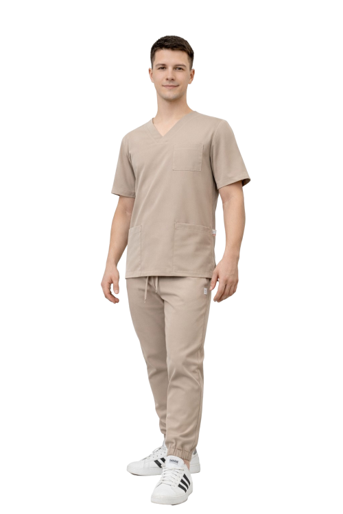 Komplet męski medyczny Cherokee Stretch w kolorze beżowym.png
