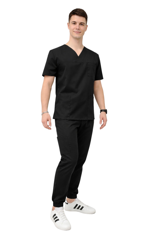 Czarny komplet męski medyczny Cherokee Stretch