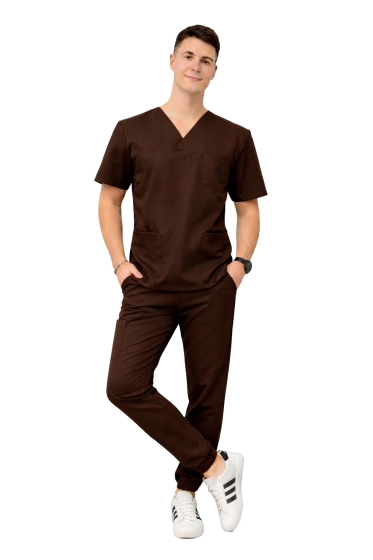 Set medico da uomo Stretch - scrubs al cioccolato