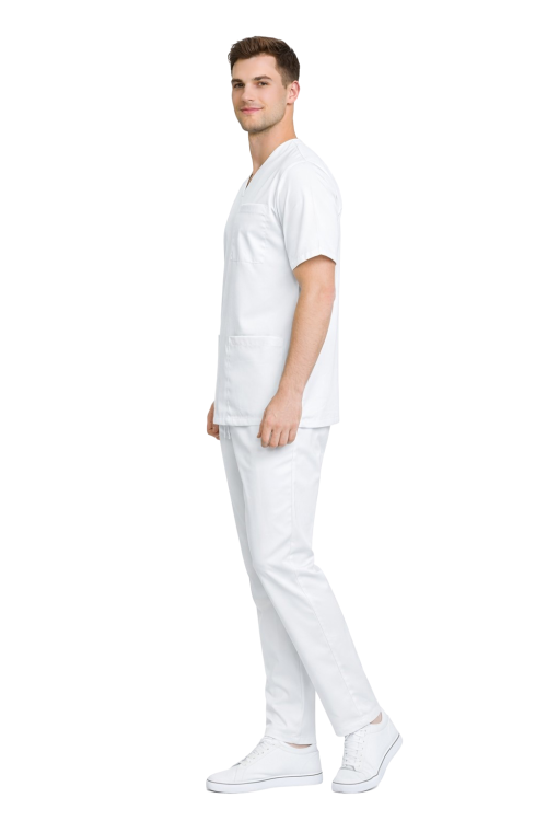 Męski biały elastyczny komplet medyczny