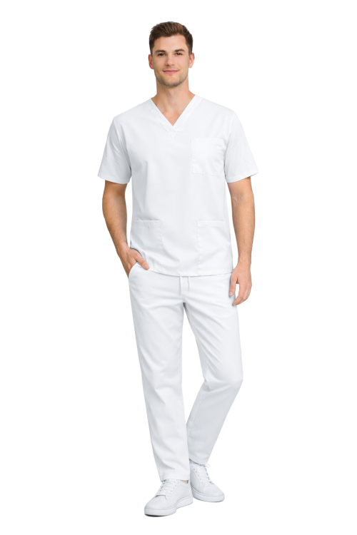 Komplet medyczny męski biały elastyczny