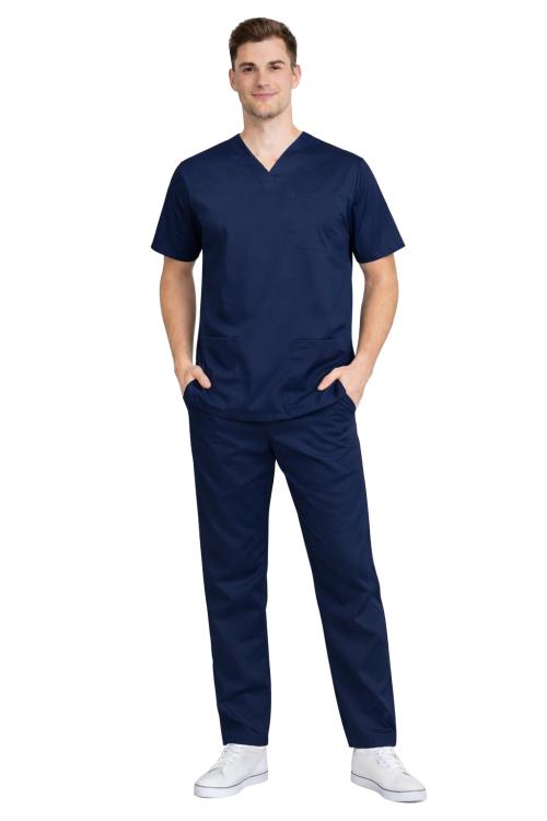 Komplet medyczny męski granatowy elastyczny