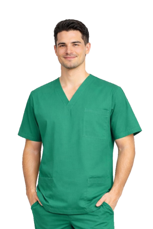 Męska bluza chirurgiczna 100% bawełna zielona