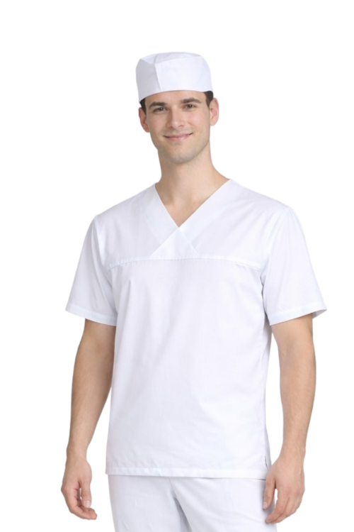 Bluza gastronomiczna, unisex, biała, krótki rękaw