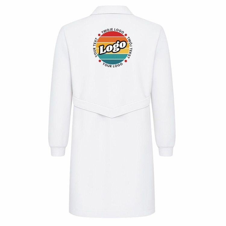 Fartuch laboratoryjny biały unisex z Twomi nadrukiem logo kreator online fartuch tył.jpg