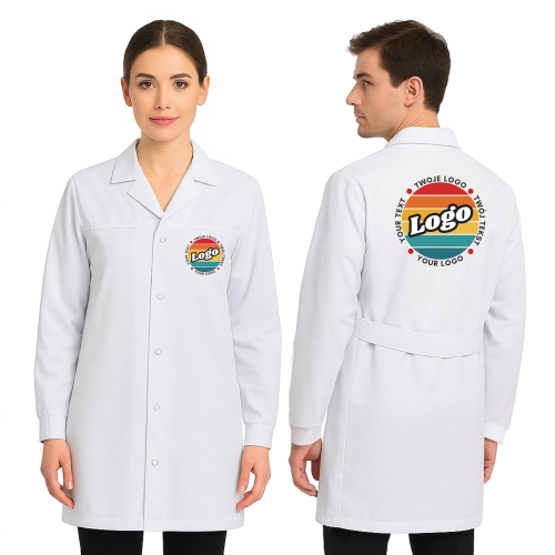 Fartuch laboratoryjny biały unisex z Twomi nadrukiem logo kreator online.jpg
