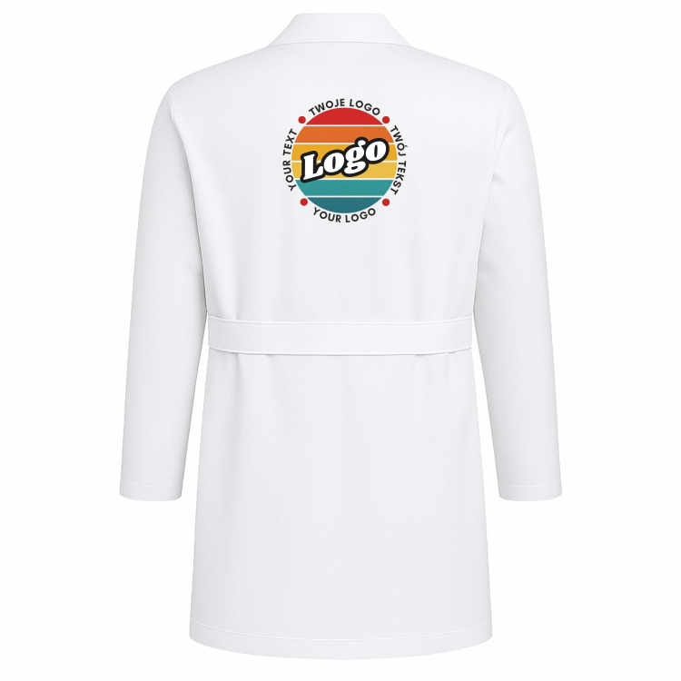Fartuch laboratoryjny męski biały zapinany na guziki z twoim własnym nadrukiem kreator online tył.jpg
