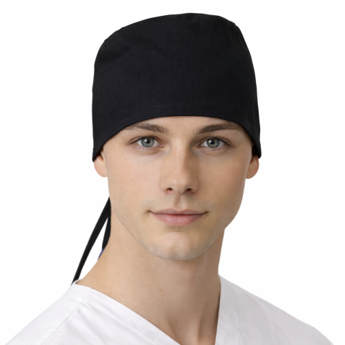 Czepek medyczny czarny 100% bawełna unisex przód.png