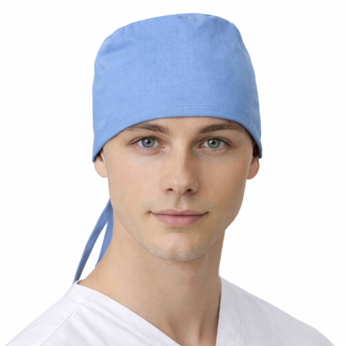 Czepek medyczny jasny niebieski 100% bawełna unisex przód.png