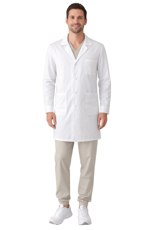 Fartuch laboratoryjny męski zapinany na zatrzaski