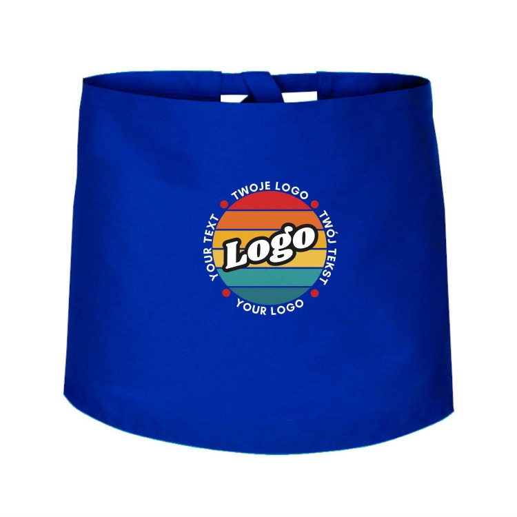 Zapaska kucharska krótka chabrowa wiązana długość 40cm z twoim nadrukiem logo.jpg