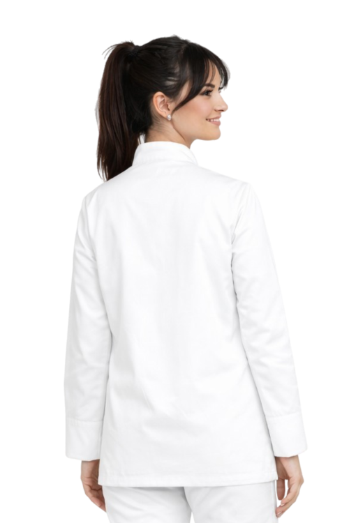 Damska bluza kucharska biała z długim rękawem