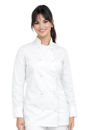 Bluza kucharska damska biała z długim rękawem
