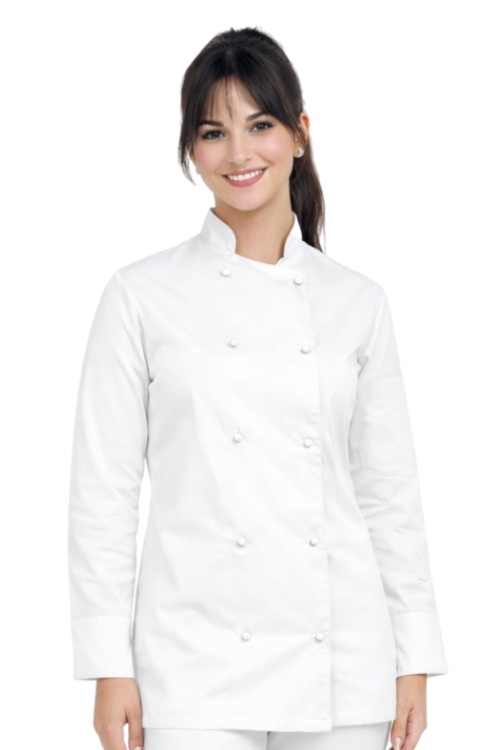 Bluza kucharska damska biała z długim rękawem