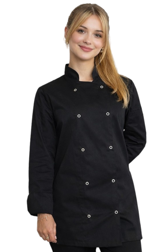Damska  czarna bluza kucharska z długim rękawem