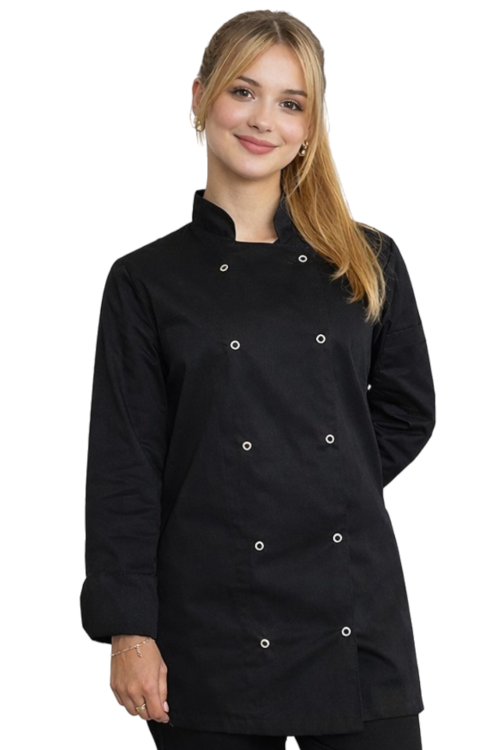Damska  czarna bluza kucharska z długim rękawem