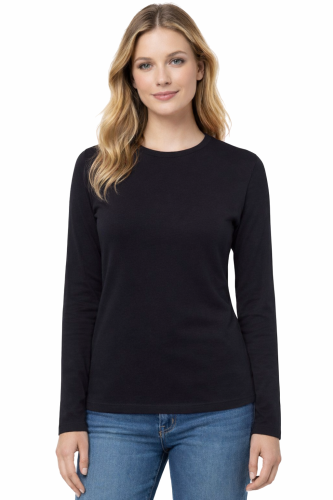 T-shirt damski z długim rekawem kolor czarny.png