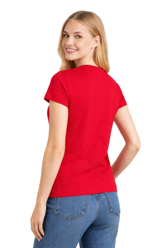 T-shirt damski krótki rękaw kolor czerwony widok z tyłu.png