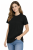 T-shirt damski krótki rękaw 100% bawełna kolor czarna widok z boku.png
