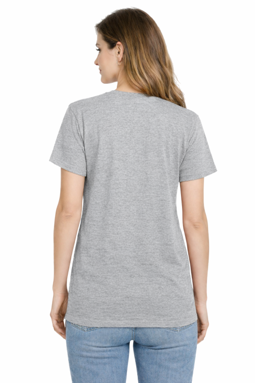 T-shirt damski krótki rękaw 100% bawełna kolor szary widok z tyłu.png