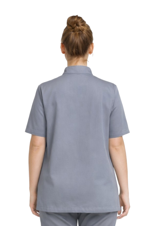 Bluza gastronomiczna  damska szara elastyczna zapinana na napy