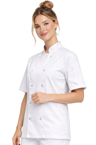 Bluza kucharska damska biała elastyczna  prosty krój