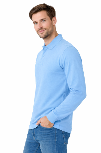 Koszulka polo męska z długim rekawem jasnoniebieska widok z boku.png