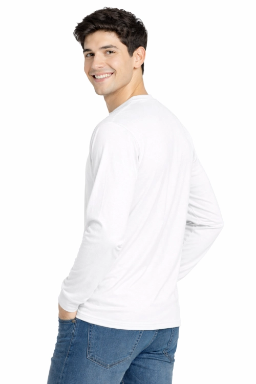T-shirt męski z długim rękawem 170g biały widok z tyłu.png