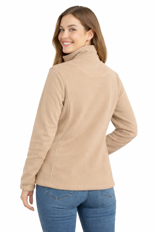 Bluza polarowa damska polar zapinany na zamek beżowy widok z tyłu.png