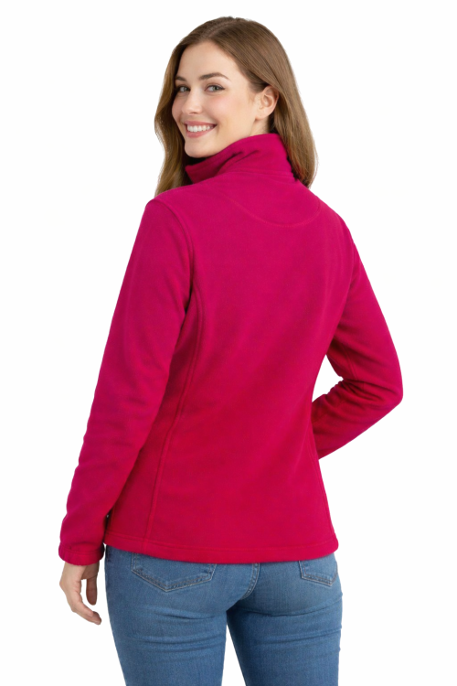 Bluza polarowa damska polar zapinany na zamek fuksja widok z tyłu.png