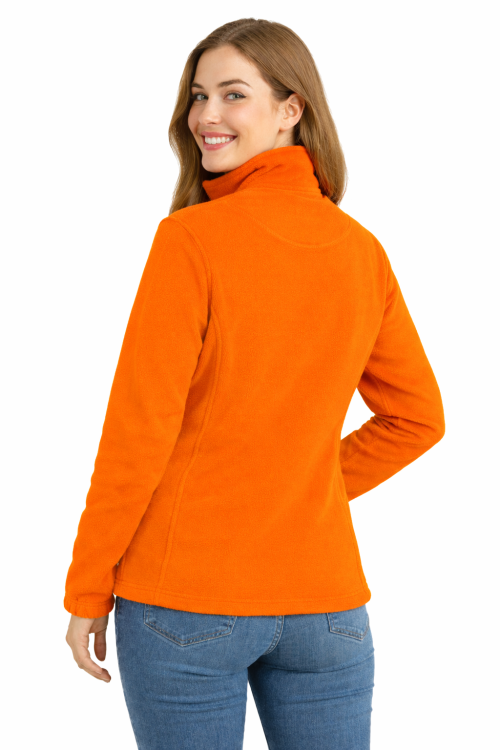 Bluza polarowa damska polar zapinany na zamek pomarańczowy widok z tyłu.png